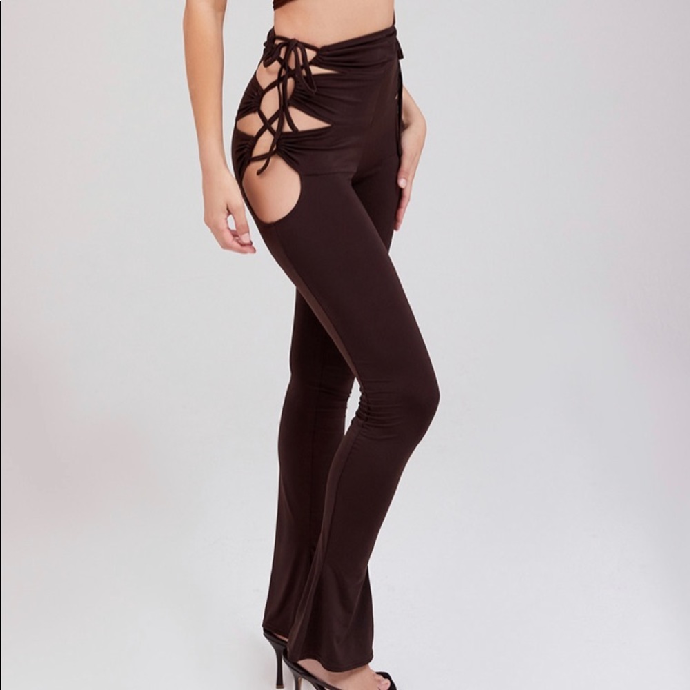 VIBES - Mistress Rocks Chocolate Jersey Cutout Trousers